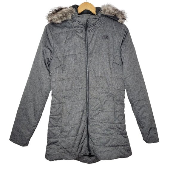 The North Face Women's‎ Medium Gray Faux Fur Hooded Full Zip Harway Parka Jacket - Picture 1 of 6